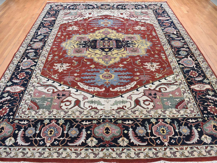11'7" x 14'10" New Hand Knotted Red Wool Rectangle Oriental Rug - MOA10278010
