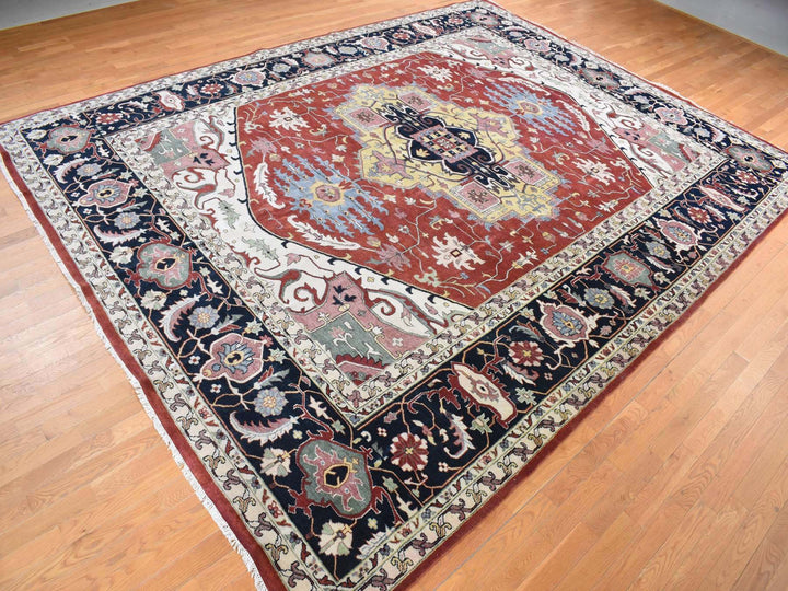 11'7" x 14'10" New Hand Knotted Red Wool Rectangle Oriental Rug - MOA10278010