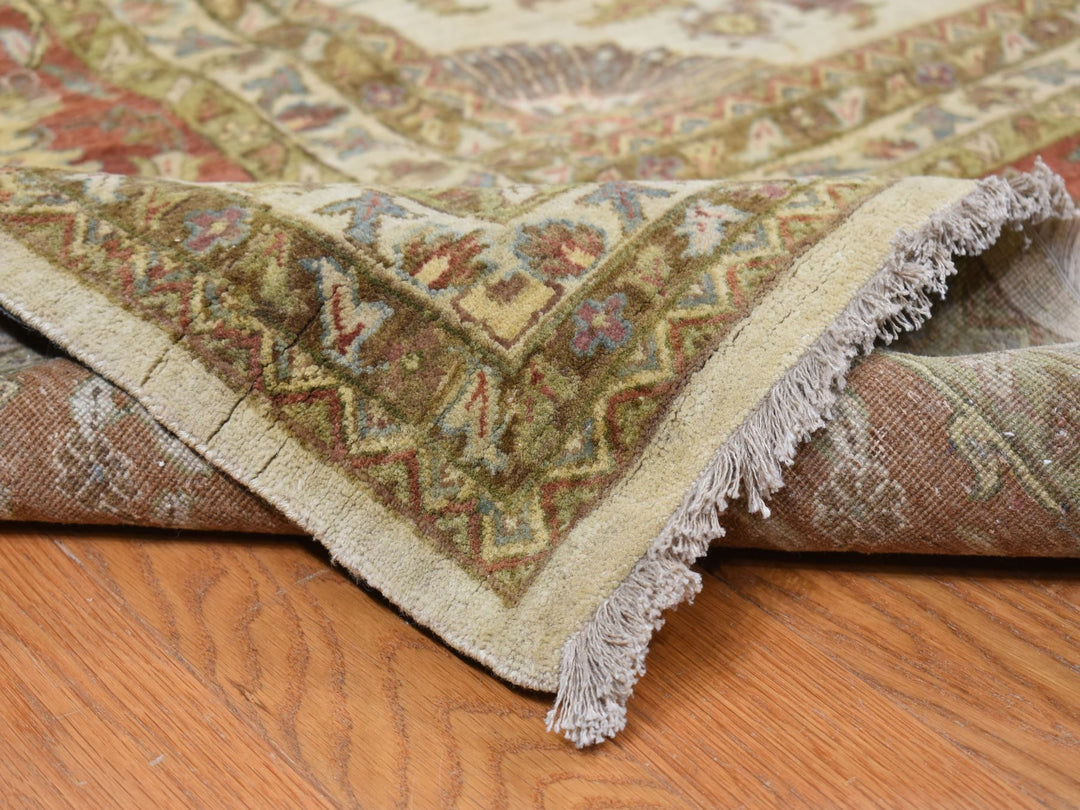 11'5" x 14'9" New Hand Knotted Ivory Wool Rectangle Oriental Rug - MOA10278011