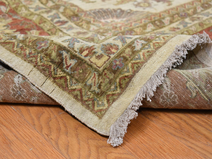11'5" x 14'9" New Hand Knotted Ivory Wool Rectangle Oriental Rug - MOA10278011