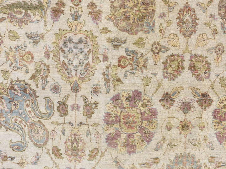 11'5" x 14'9" New Hand Knotted Ivory Wool Rectangle Oriental Rug - MOA10278011