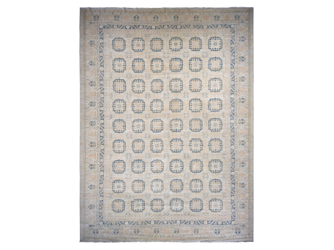 13'0" x 17'7" New Hand Knotted Ivory Wool Rectangle Oriental Rug - MOA10278012