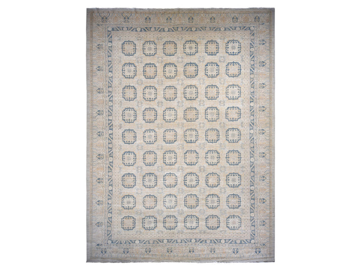13'0" x 17'7" New Hand Knotted Ivory Wool Rectangle Oriental Rug - MOA10278012