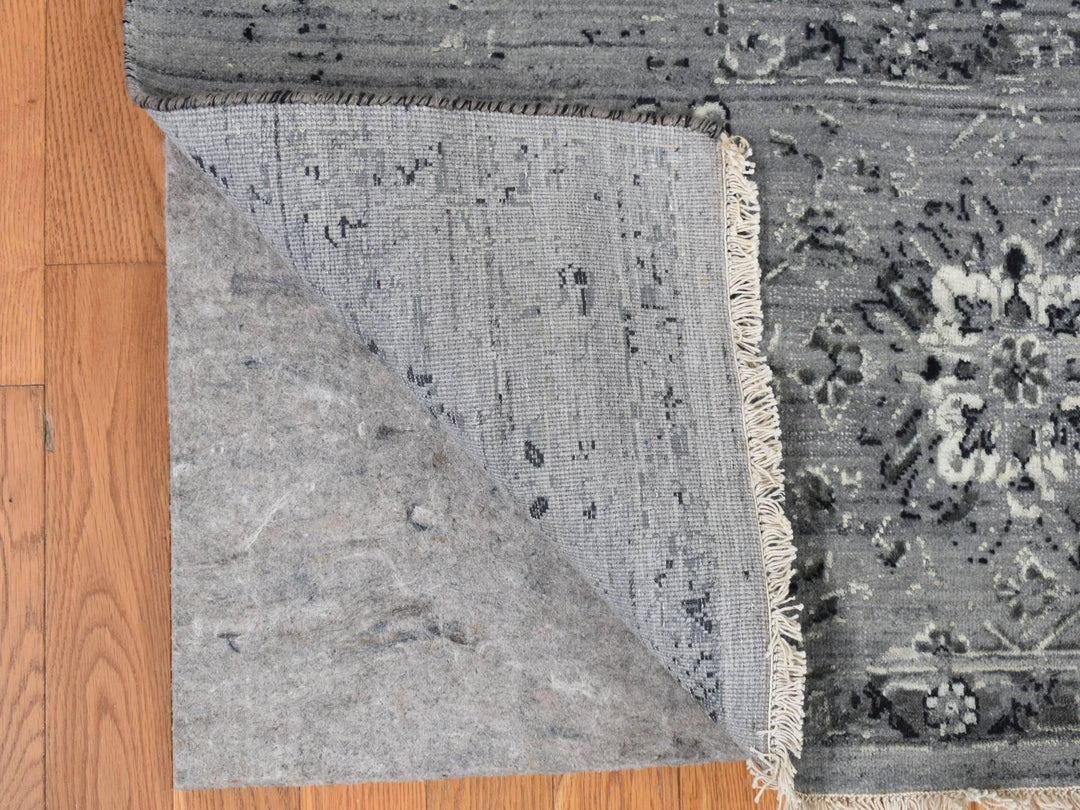 10'0" x 10'0" New Hand Knotted Grey Wool & Silk Square Oriental Rug - MOA10278015