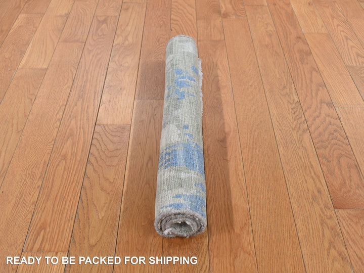 2'0" x 2'0" New Hand Knotted Ivory Wool & Pure Silk Square Oriental Rug - MOA10278020