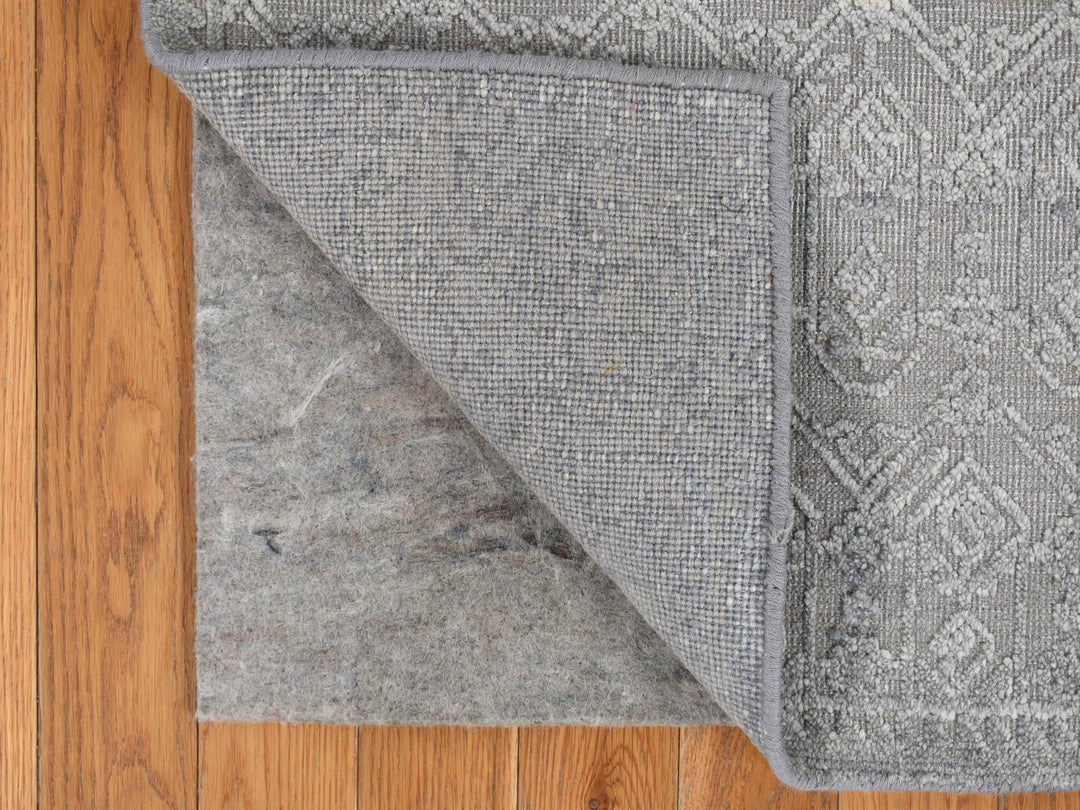 2'0" x 2'1" New Hand Knotted Grey Wool & Silk Square Oriental Rug - MOA10278021