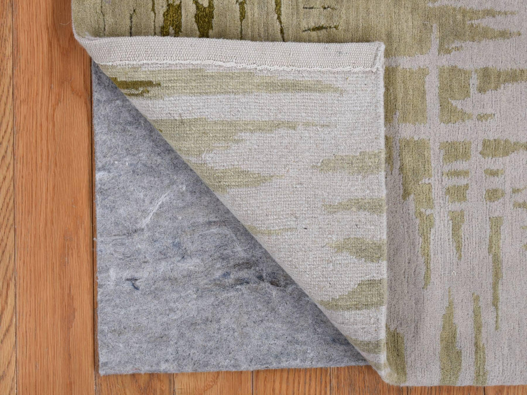2'0" x 2'0" New Hand Knotted Green Wool & Silk Square Oriental Rug - MOA10278028