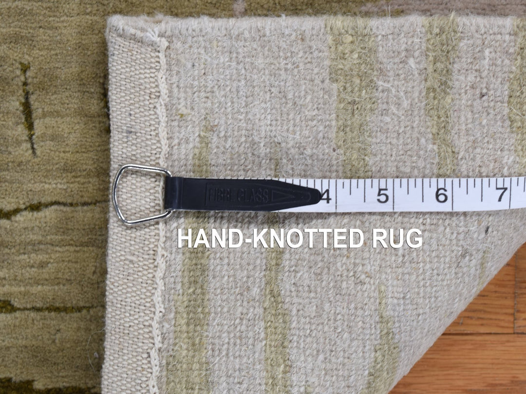 2'0" x 2'0" New Hand Knotted Green Wool & Silk Square Oriental Rug - MOA10278028