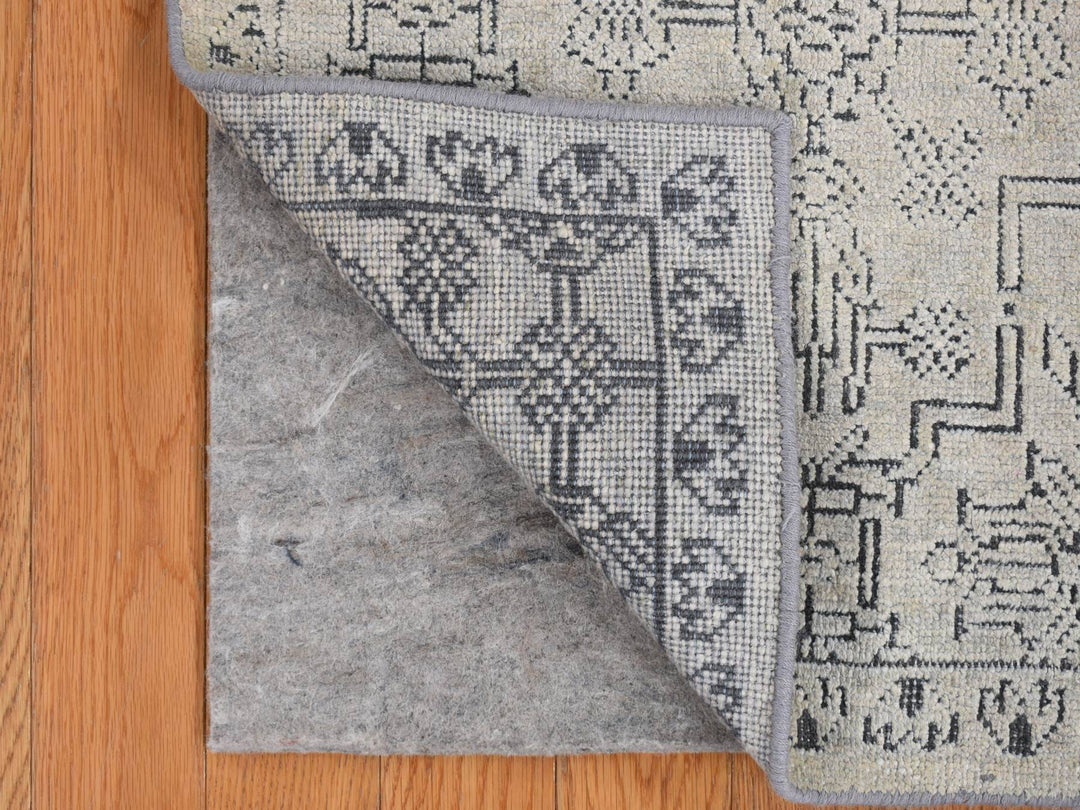 2'0" x 2'1" New Hand Knotted Grey Wool & Silk Square Oriental Rug - MOA10278029