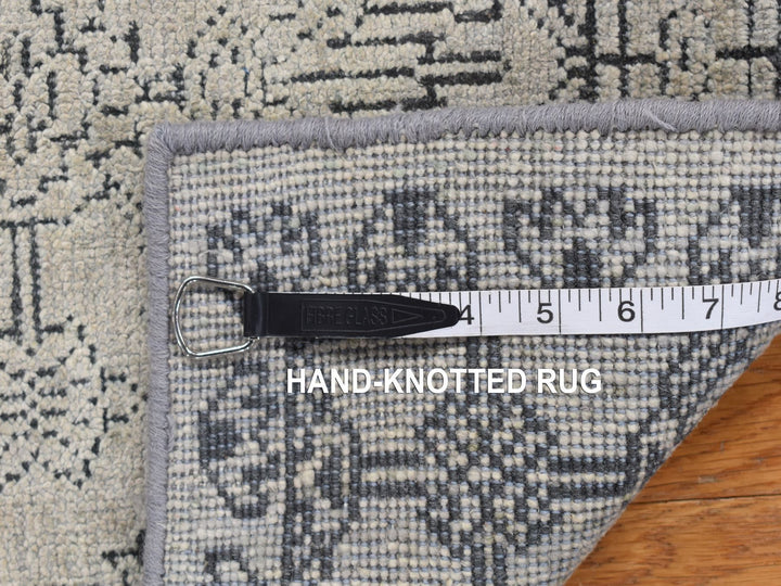 2'0" x 2'1" New Hand Knotted Grey Wool & Silk Square Oriental Rug - MOA10278029