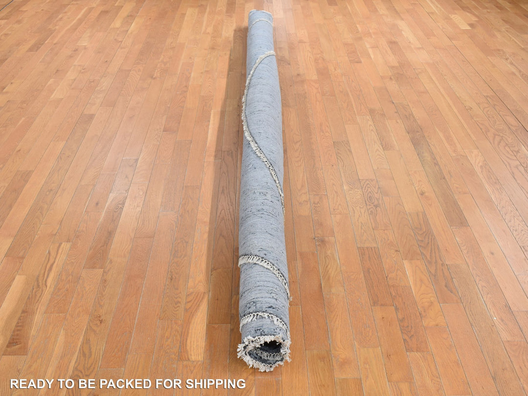 12'0" x 12'0" New Hand Knotted Grey Wool Round Oriental Rug - MOA10278036