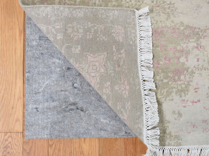 12'0" x 15'4" New Hand Knotted Grey Wool & Silk Rectangle Oriental Rug - MOA10278037
