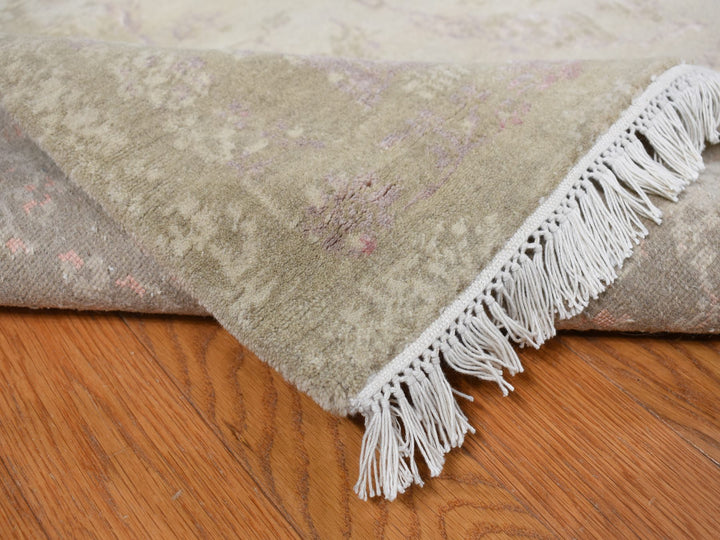 12'0" x 15'4" New Hand Knotted Grey Wool & Silk Rectangle Oriental Rug - MOA10278037