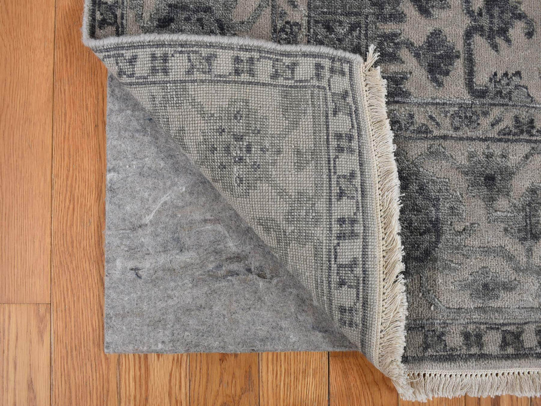 6'0" x 9'2" New Hand Knotted Grey Wool & Silk Rectangle Oriental Rug - MOA10278049