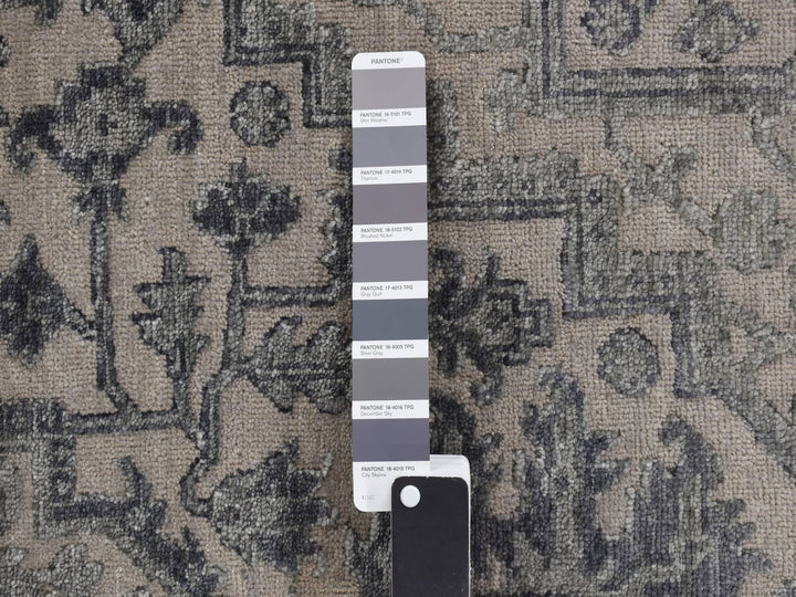 6'0" x 9'2" New Hand Knotted Grey Wool & Silk Rectangle Oriental Rug - MOA10278049