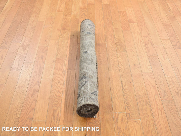 3'2" x 6'1" Vintage Hand Knotted Brown Wool Runner Oriental Rug - MOA10278054
