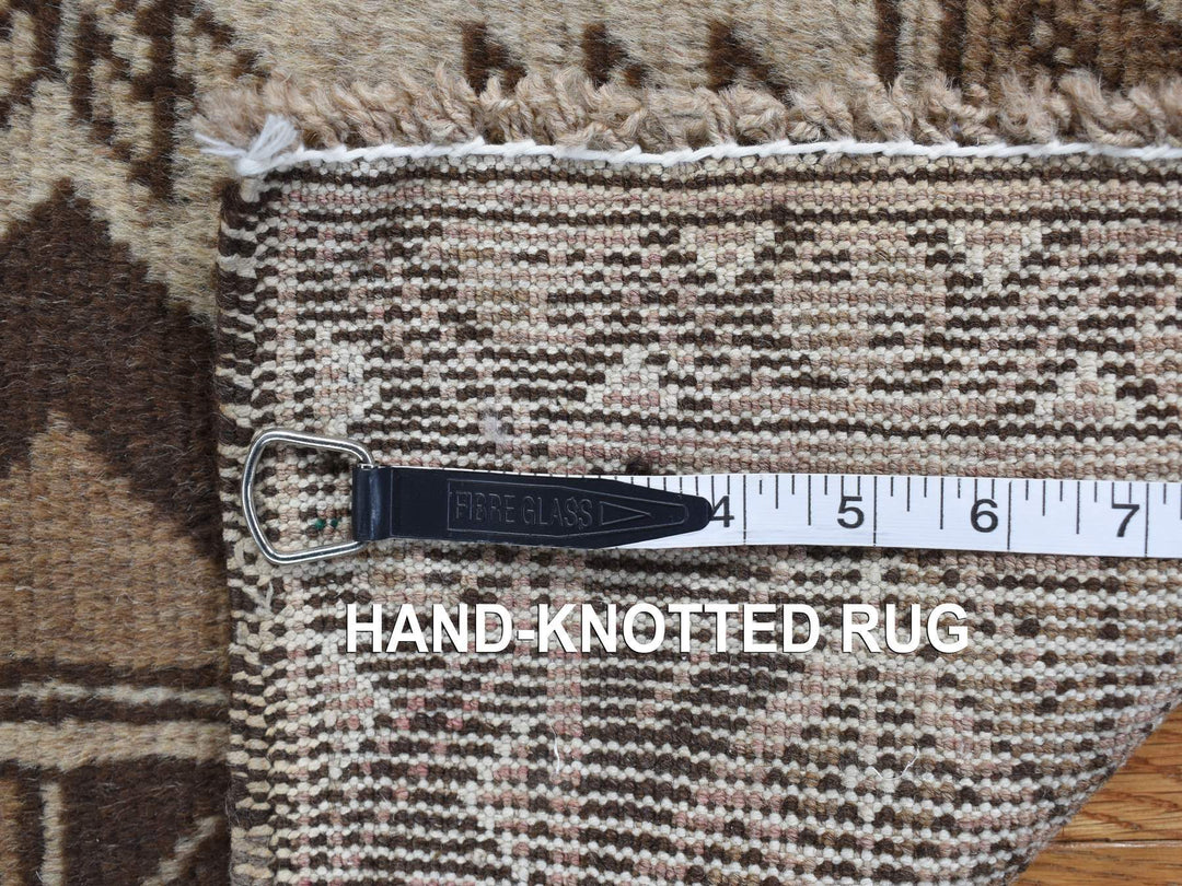 3'2" x 6'1" Vintage Hand Knotted Brown Wool Runner Oriental Rug - MOA10278054