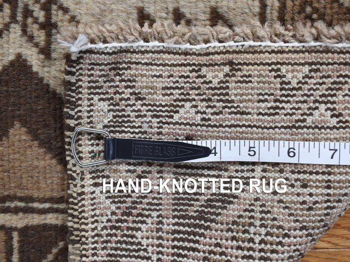 3'2" x 6'1" Vintage Hand Knotted Brown Wool Runner Oriental Rug - MOA10278054
