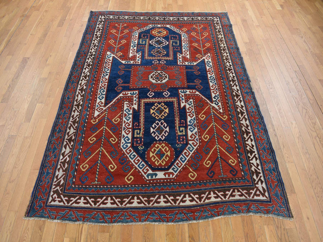 6'10" x 9'3" Vintage Hand Knotted Red Wool Rectangle Oriental Rug - MOA10278056