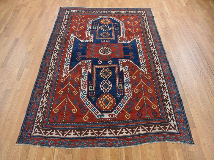 6'10" x 9'3" Vintage Hand Knotted Red Wool Rectangle Oriental Rug - MOA10278056