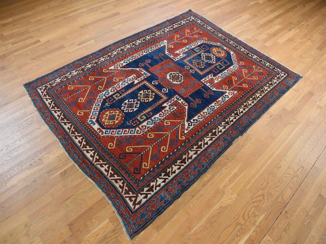 6'10" x 9'3" Vintage Hand Knotted Red Wool Rectangle Oriental Rug - MOA10278056