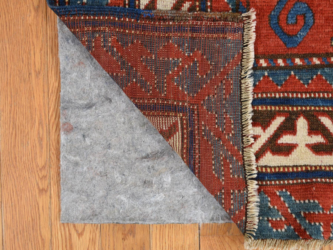 6'10" x 9'3" Vintage Hand Knotted Red Wool Rectangle Oriental Rug - MOA10278056