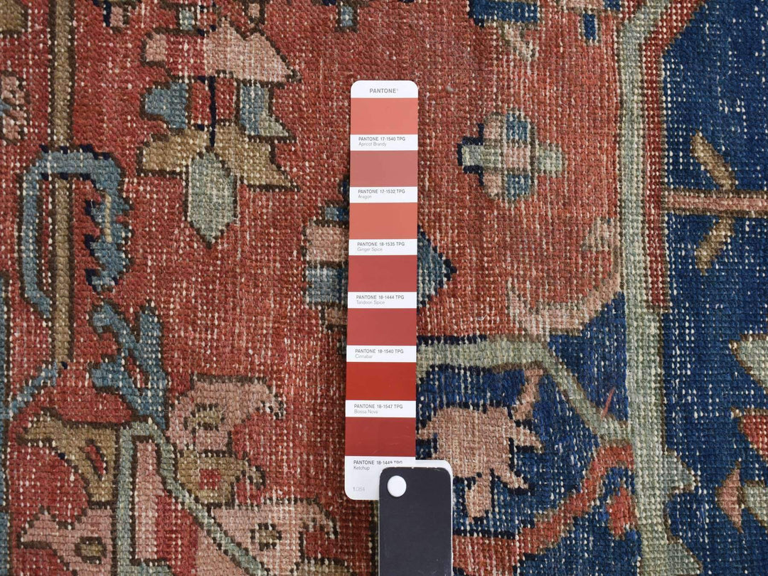 11'3" x 15'3" Vintage Hand Knotted Red Wool Rectangle Oriental Rug - MOA10278057