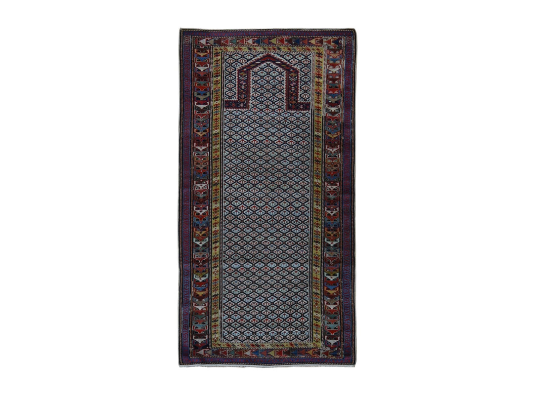 3'1" x 6'0" Vintage Hand Knotted Ivory Wool Runner Oriental Rug - MOA10278059