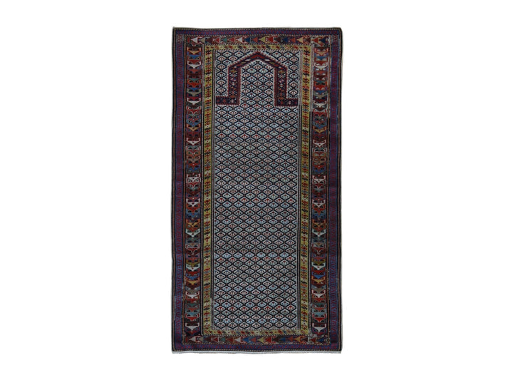 3'1" x 6'0" Vintage Hand Knotted Ivory Wool Runner Oriental Rug - MOA10278059