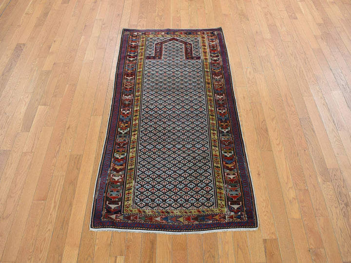 3'1" x 6'0" Vintage Hand Knotted Ivory Wool Runner Oriental Rug - MOA10278059