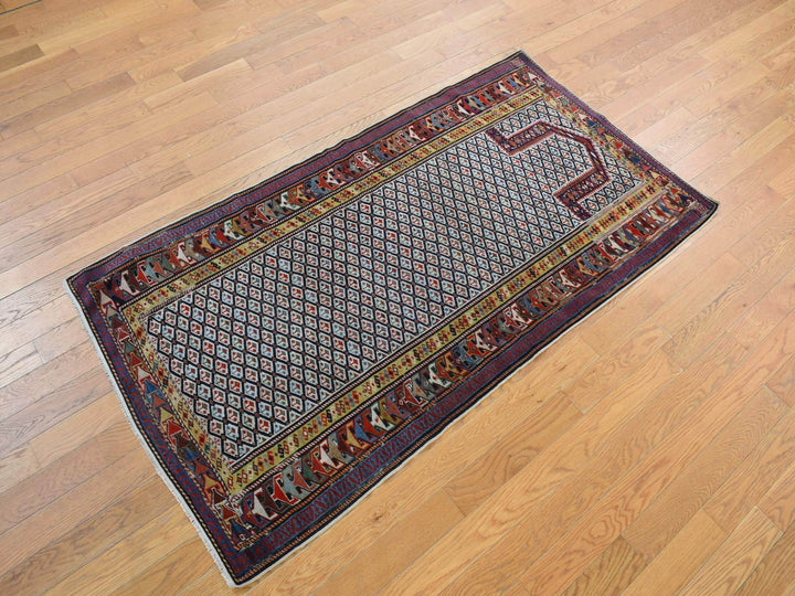 3'1" x 6'0" Vintage Hand Knotted Ivory Wool Runner Oriental Rug - MOA10278059