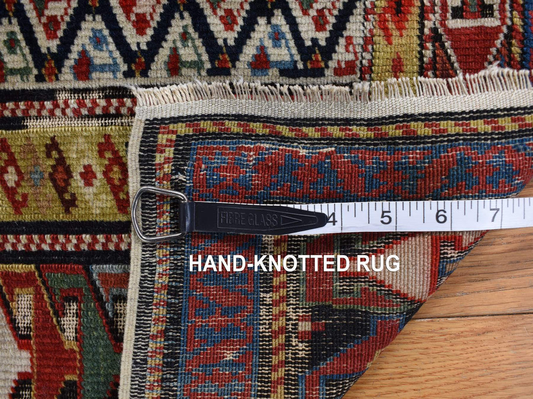 3'1" x 6'0" Vintage Hand Knotted Ivory Wool Runner Oriental Rug - MOA10278059