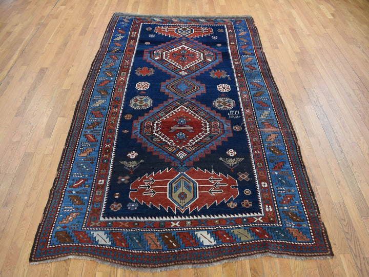 6'2" x 9'9" Vintage Hand Knotted Blue Wool Runner Oriental Rug - MOA10278060