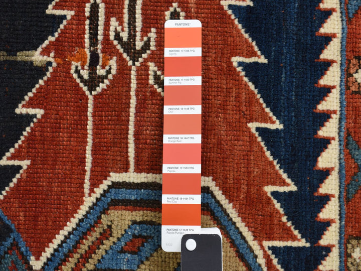 6'2" x 9'9" Vintage Hand Knotted Blue Wool Runner Oriental Rug - MOA10278060