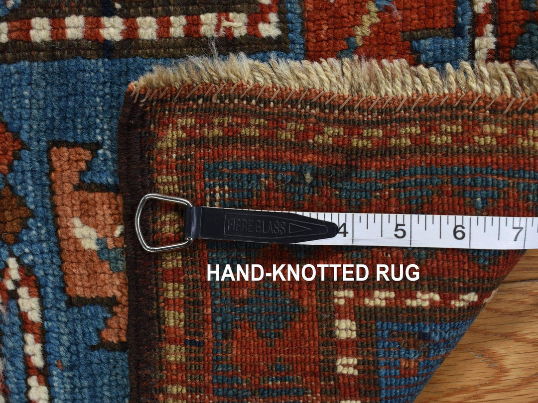 6'2" x 9'9" Vintage Hand Knotted Blue Wool Runner Oriental Rug - MOA10278060
