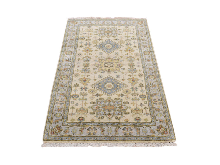 3'0" x 5'1" New Hand Knotted Ivory Wool Rectangle Oriental Rug - MOA10278062