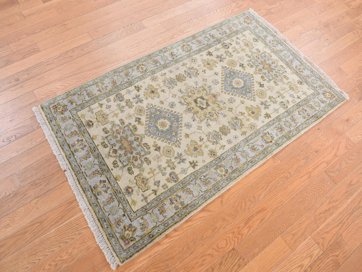 3'0" x 5'1" New Hand Knotted Ivory Wool Rectangle Oriental Rug - MOA10278062