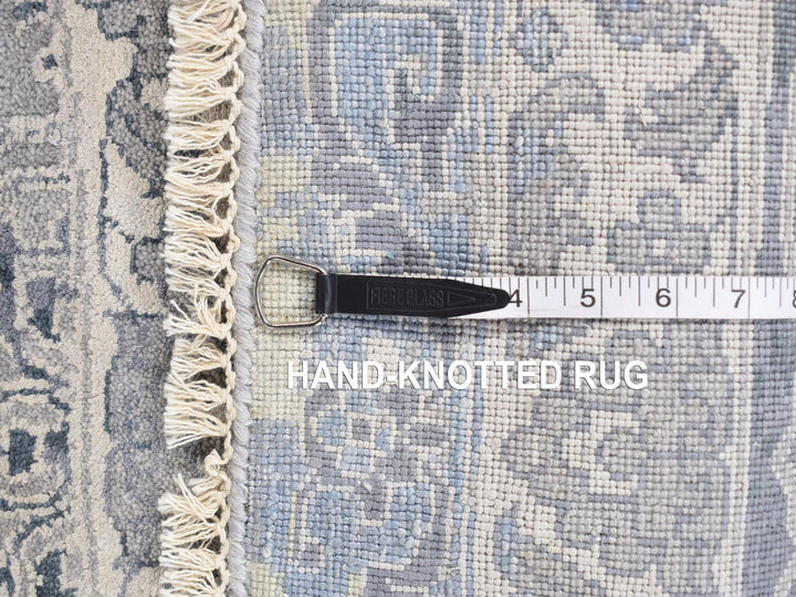 11'10" x 11'10" New Hand Knotted Grey Wool & Silk Round Oriental Rug - MOA10278065