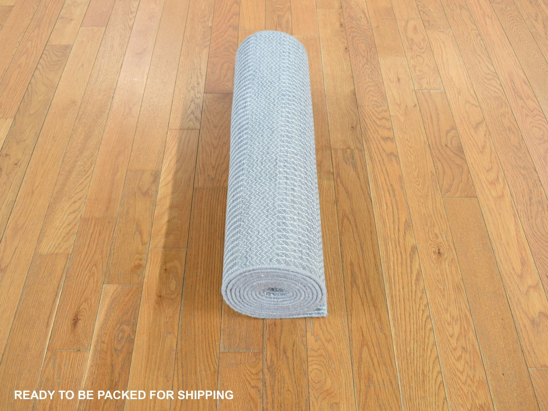2'6" x 12'0" New Hand Knotted Blue Wool & Silk Runner Oriental Rug - MOA10278067
