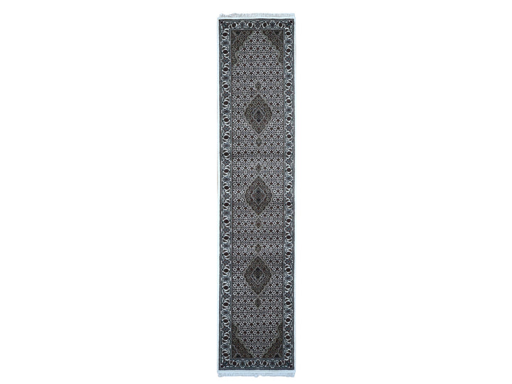 2'7" x 11'10" New Hand Knotted Ivory Wool & Silk Runner Oriental Rug - MOA10278068