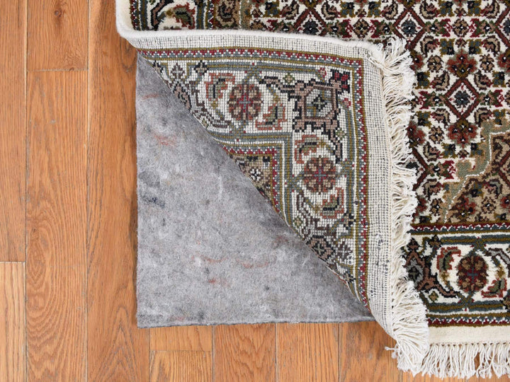 2'7" x 11'10" New Hand Knotted Ivory Wool & Silk Runner Oriental Rug - MOA10278068