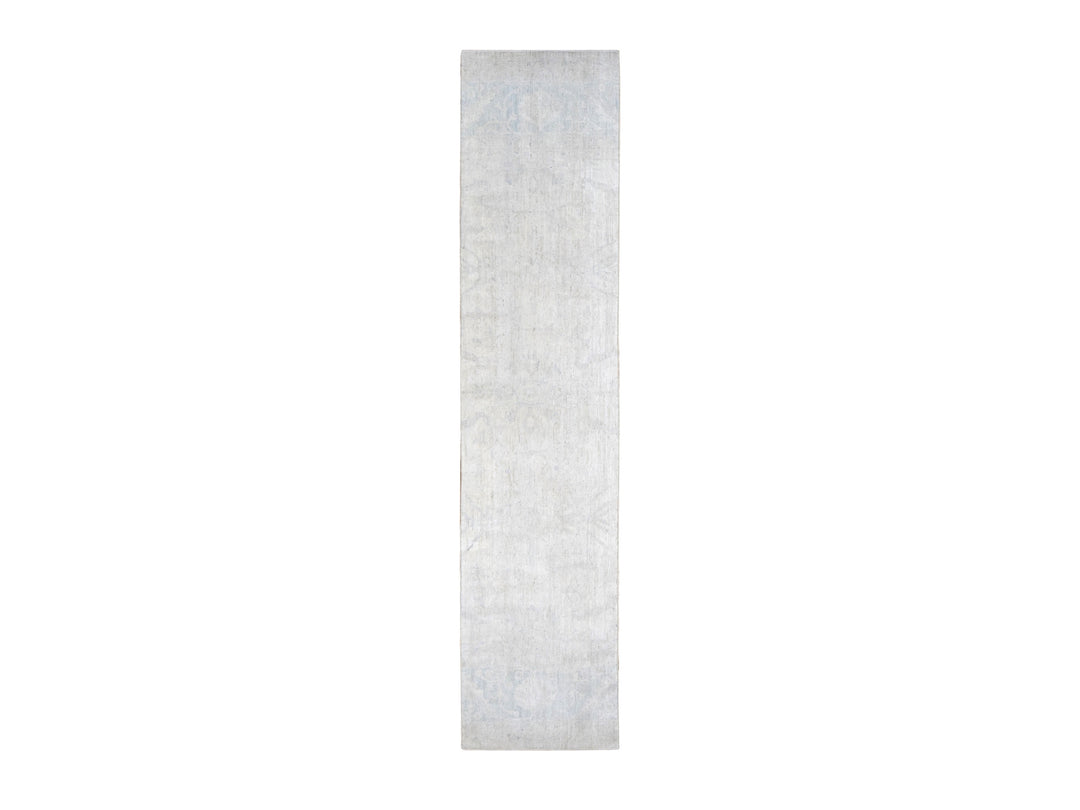 2'8" x 12'0" New Hand Knotted Ivory Wool Runner Oriental Rug - MOA10278070