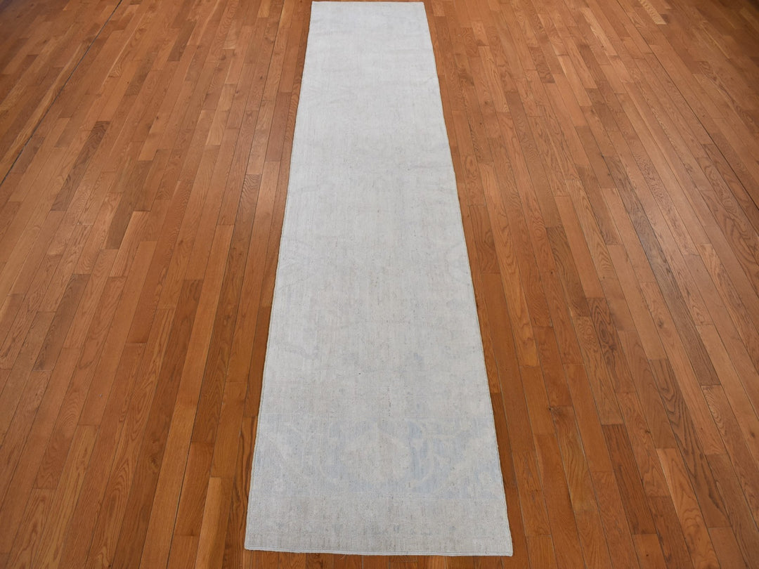 2'8" x 12'0" New Hand Knotted Ivory Wool Runner Oriental Rug - MOA10278070
