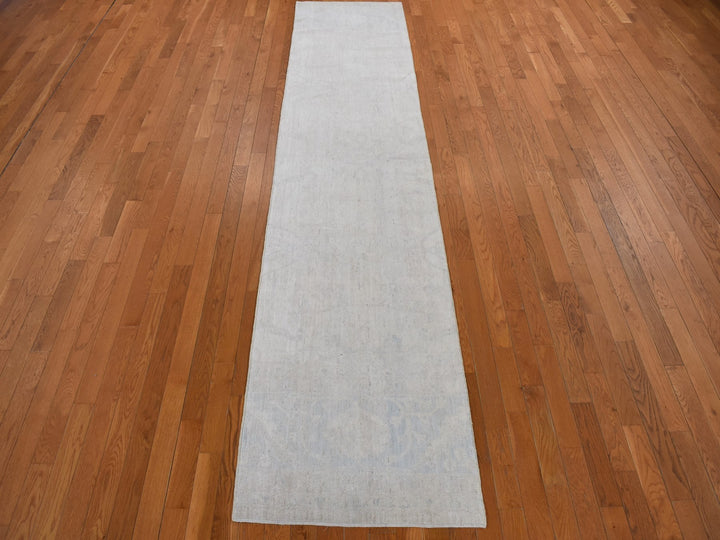 2'8" x 12'0" New Hand Knotted Ivory Wool Runner Oriental Rug - MOA10278070