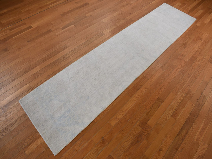 2'8" x 12'0" New Hand Knotted Ivory Wool Runner Oriental Rug - MOA10278070