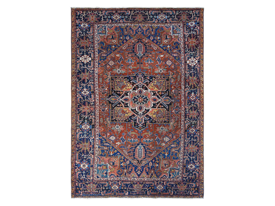 8'6" x 12'0" Vintage Hand Knotted Red Wool Rectangle Oriental Rug - MOA10278071
