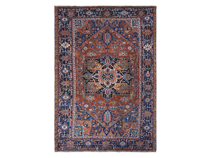8'6" x 12'0" Vintage Hand Knotted Red Wool Rectangle Oriental Rug - MOA10278071