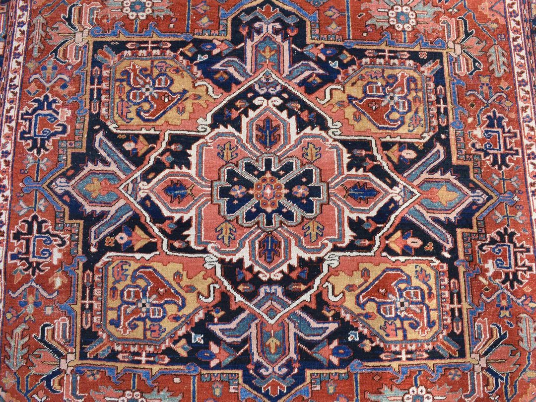 8'6" x 12'0" Vintage Hand Knotted Red Wool Rectangle Oriental Rug - MOA10278071