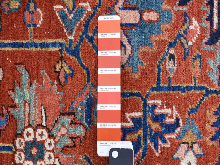 8'6" x 12'0" Vintage Hand Knotted Red Wool Rectangle Oriental Rug - MOA10278071