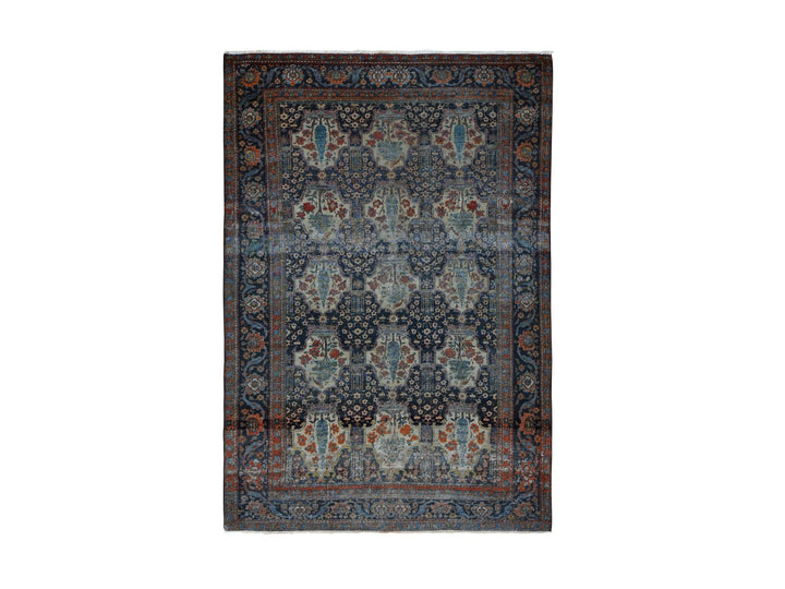 4'1" x 6'4" Vintage Hand Knotted Blue Wool Rectangle Oriental Rug - MOA10278073